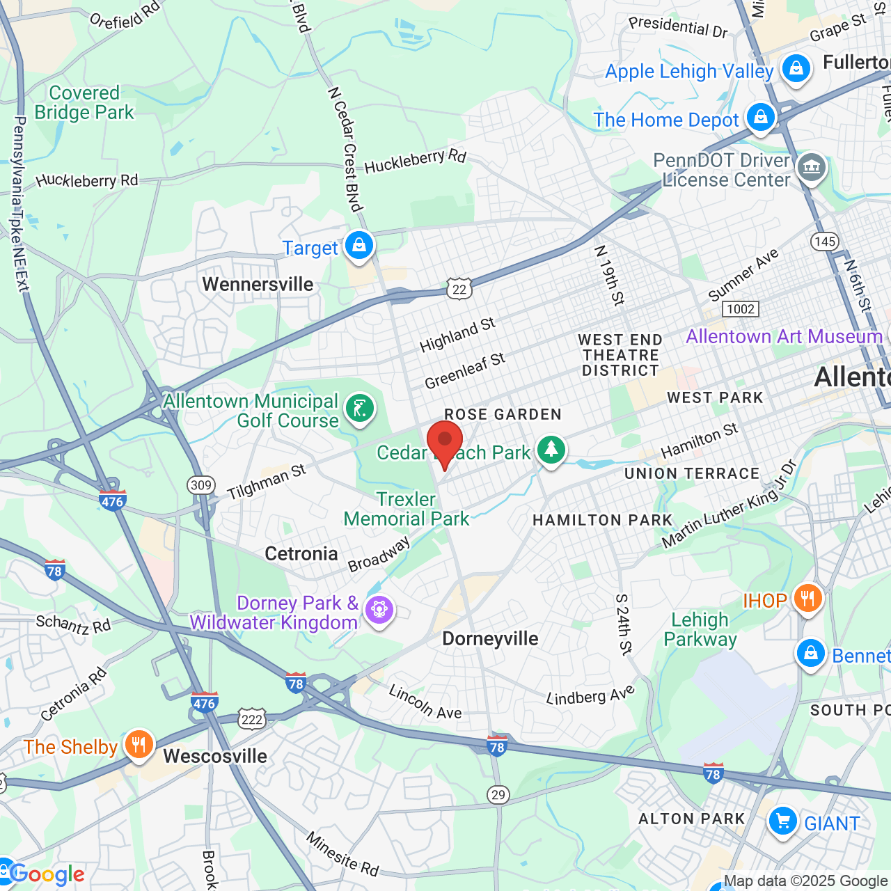 Google map image of our location in 3131 College Heights Blvd. Allentown, PA